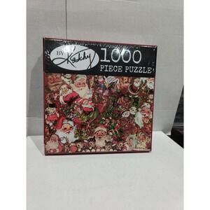 By Kathy Christmas Puzzle 1000 Pc Vintage Santa Claus Collage 27x20 New Sealed
